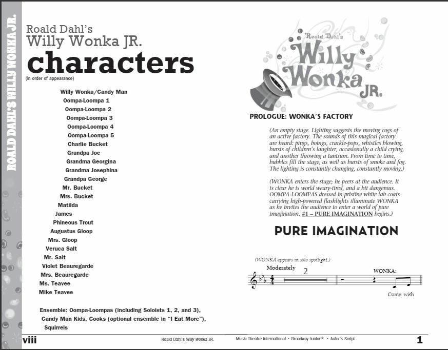 Script - Willy Wonka Junior at the Penn Brook School